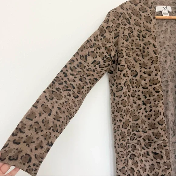 M Magaschoni 100% Cashmere Leopard Print Cardigan Animal Print Women’s S Brown - Picture 6 of 10